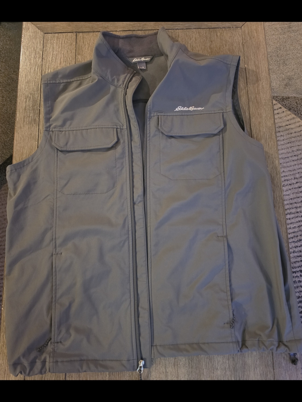 Eddie Bauer Men's Gray Quilted Utility Vest